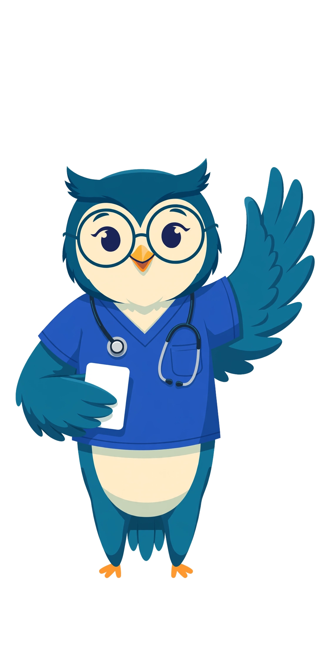StudyWard's owl mascot in scrubs